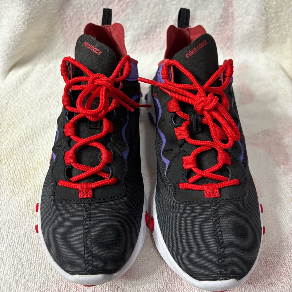 Nike React Element 55 Sneakers Women’s Sz 8 Black Red Purple
